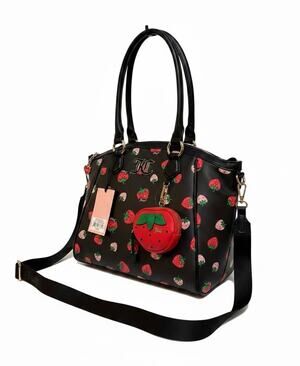 Juicy Couture Sweet N' Juicy Tote - Black with Strawberry Pattern
